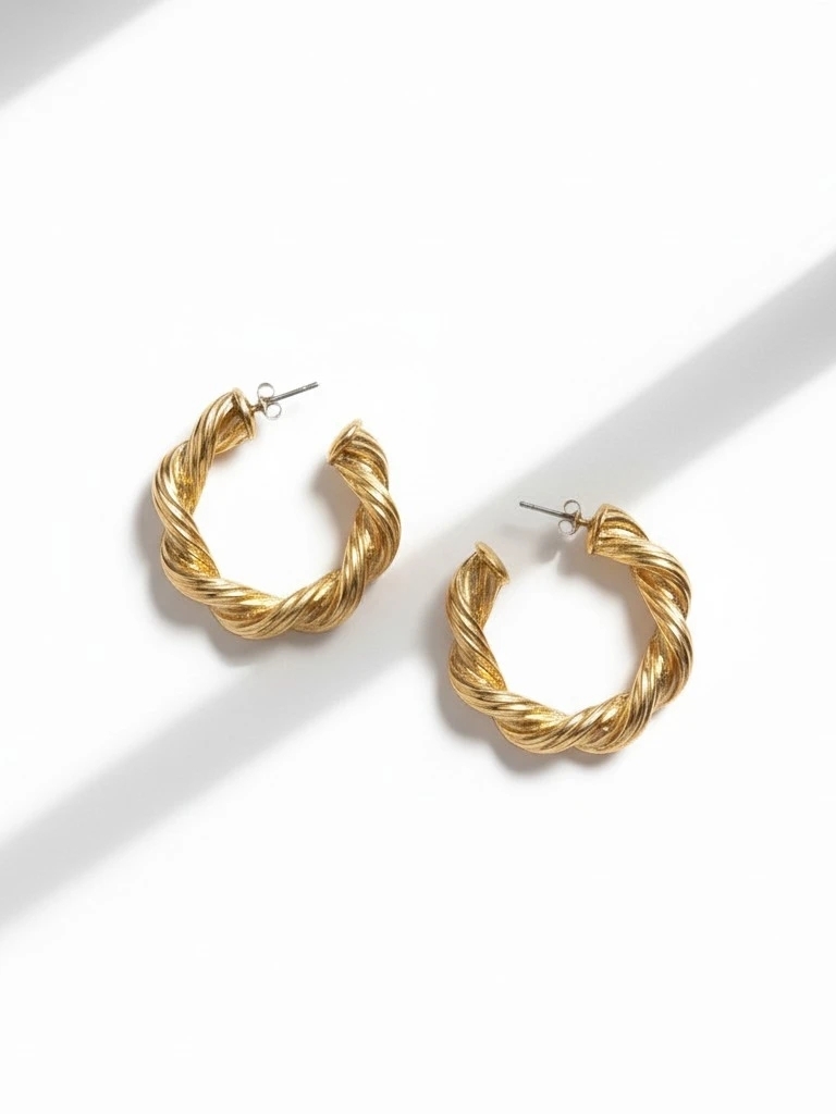 Women's Vintage Gold Twisted Hoop Earrings
